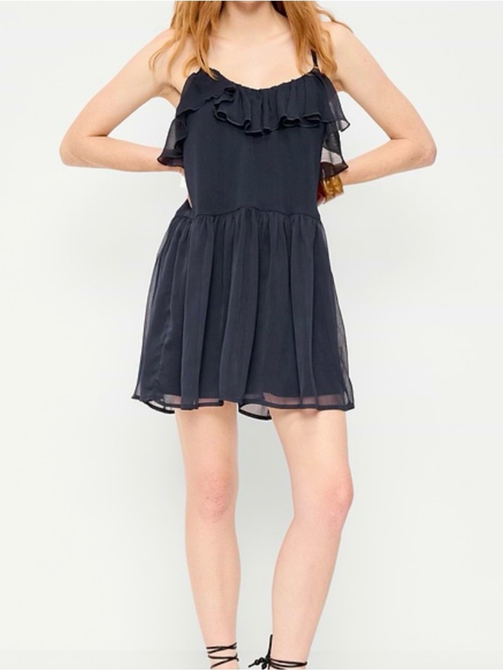 Old Navy Black Ruffle-Trim Flounce Mini Dress